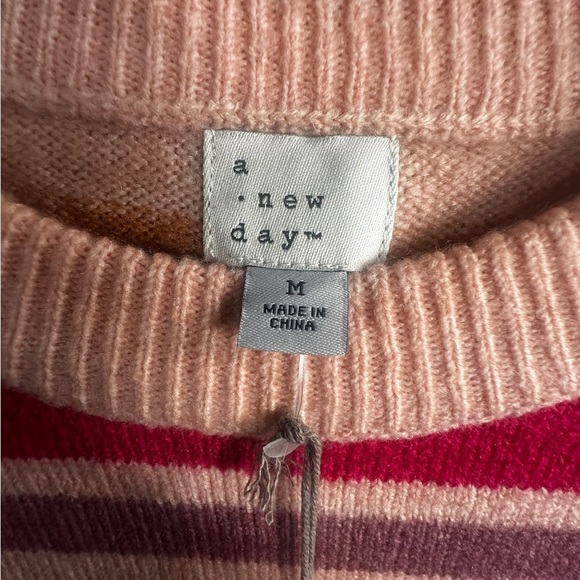 a new day Pink and Red  Striped Crew Neck Sweater - Picture 8 of 8